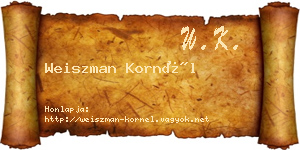Weiszman Kornél névjegykártya